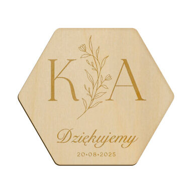 Magnes heksagon z grawerem wzór 27