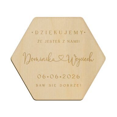 Magnes heksagon z grawerem wzór 32