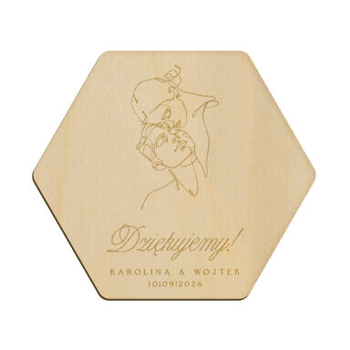 Magnes heksagon z grawerem wzór 34