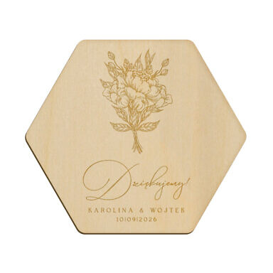 Magnes heksagon z grawerem wzór 39