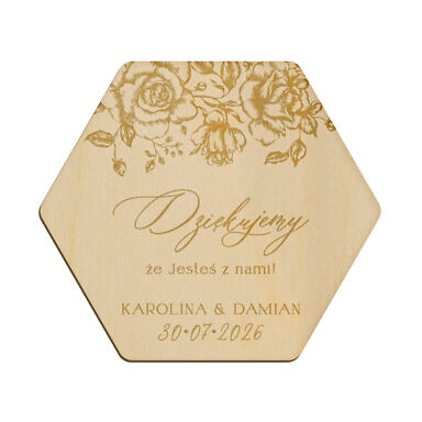 Magnes heksagon z grawerem wzór 4