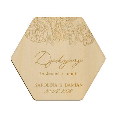 Magnes heksagon z grawerem wzór 5