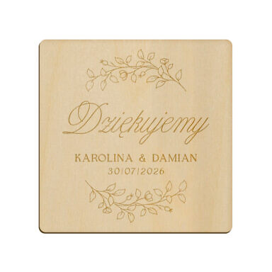 Magnes kwadrat z grawerem wzór 14