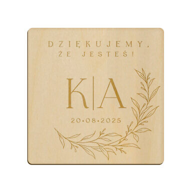 Magnes kwadrat z grawerem wzór 19