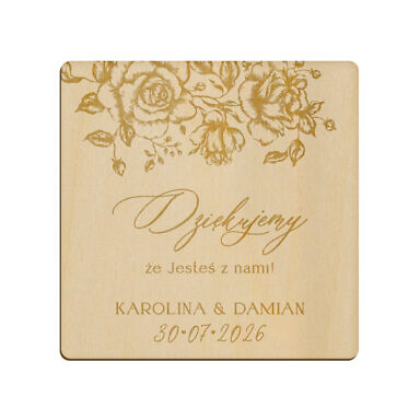 Magnes kwadrat z grawerem wzór 4