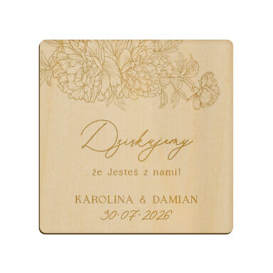 Magnes kwadrat z grawerem wzór 5