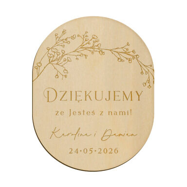 Magnes owal z grawerem wzór 1