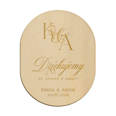 Magnes owal z grawerem wzór 15