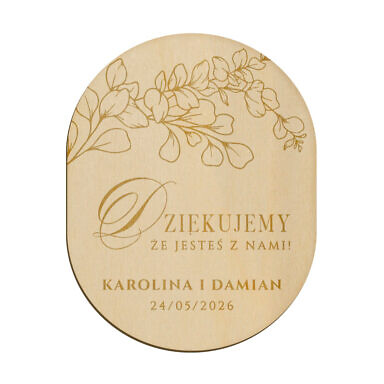 Magnes owal z grawerem wzór 2