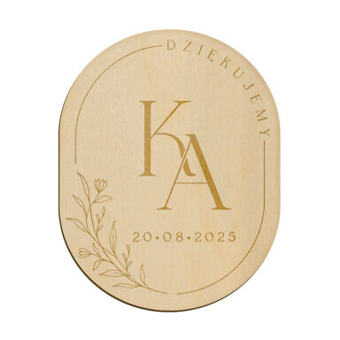 Magnes owal z grawerem wzór 20