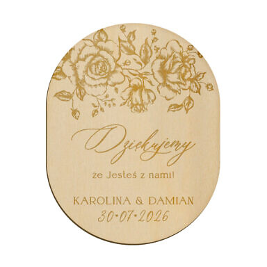 Magnes owal z grawerem wzór 4