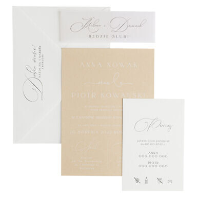 Minimalistyczne zaproszenia ślubne karta Clay jasny brąz