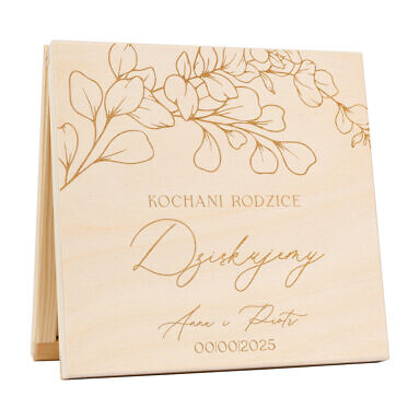 Podziękowanie w drewnianym pudełku z grawerunkiem eukaliptus