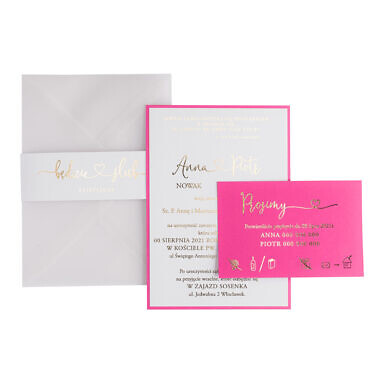 Zaproszenia ślubne Glam Bougainvillee intensywny róż