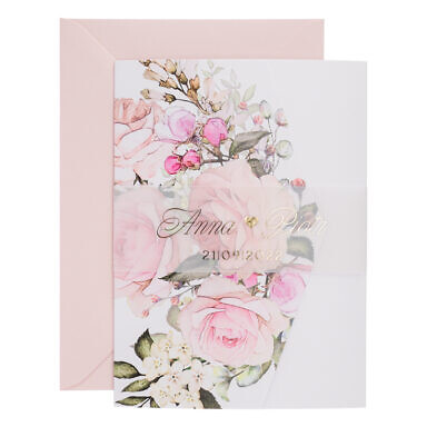 Zaproszenia w kwiatowym folderze ze złoceniem w4