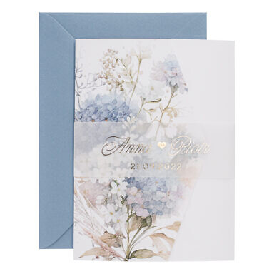 Zaproszenia w kwiatowym folderze ze złoceniem w5